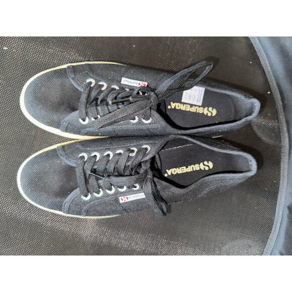 Black Superga Women's Size 10 Canvas Sneaker with platform, GUC - Picture 1 of 5